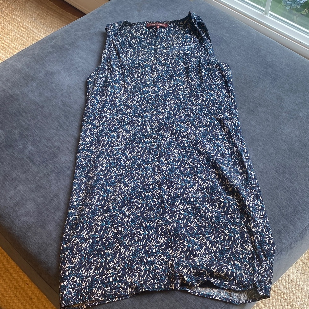 Comptoir Des Cotonniers Navy and Cream Patterned Dress